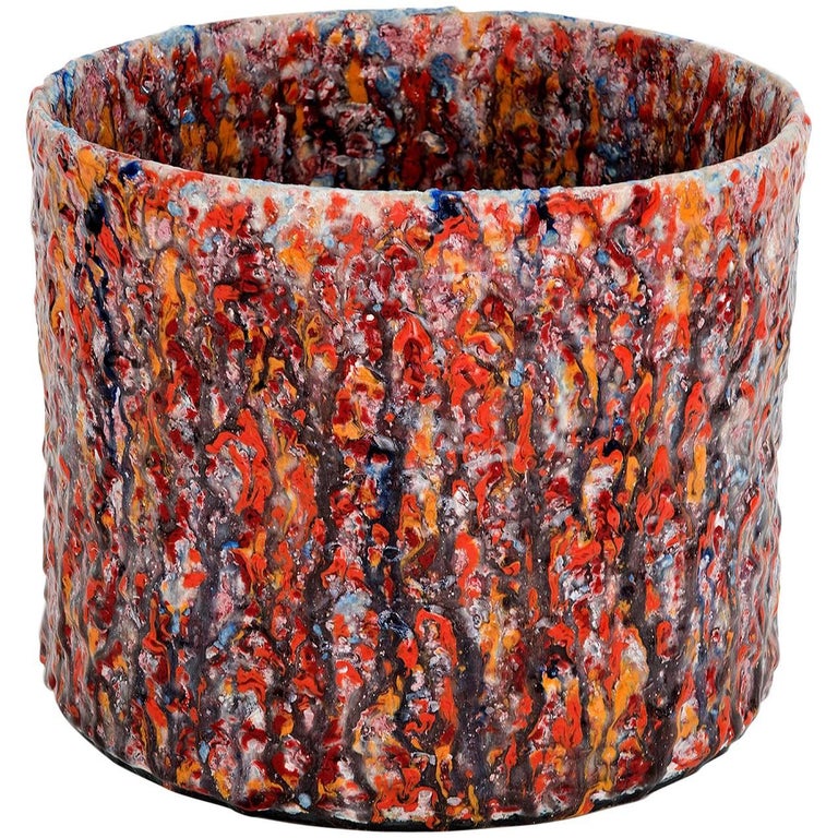 Contemporary Red Textured Ceramic Vase Model “#1914” by Morten Løbner Espersen For Sale