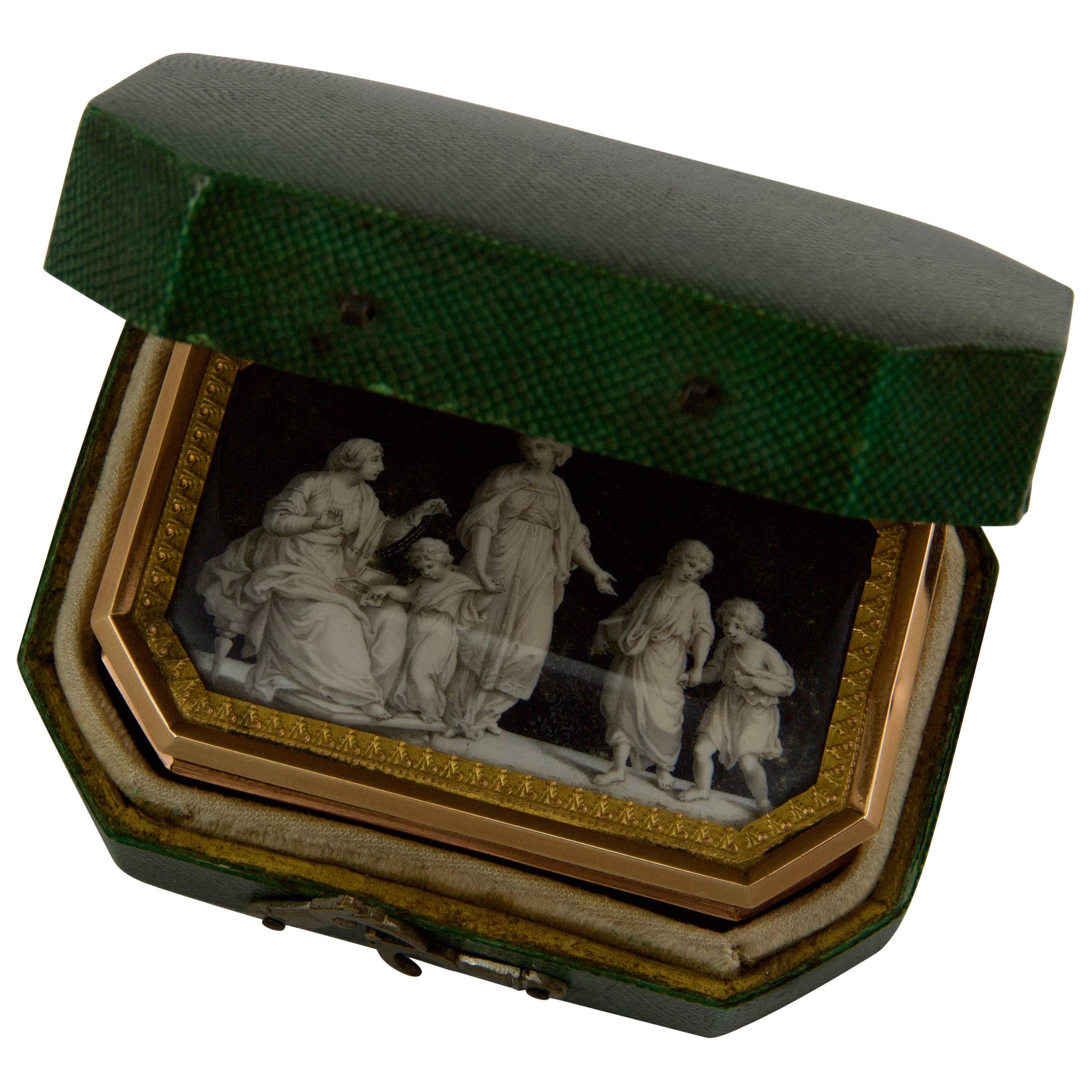 18th Century Miniatures Snuff Box in Its Original Fitted-Case in Galuchat