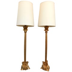 Pair of Bronze Lamps by Nicolas Dewael for Fondica, France, 1990s