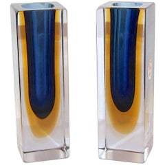 Pair of Flavio Poli Seguso Murano Glass Vases