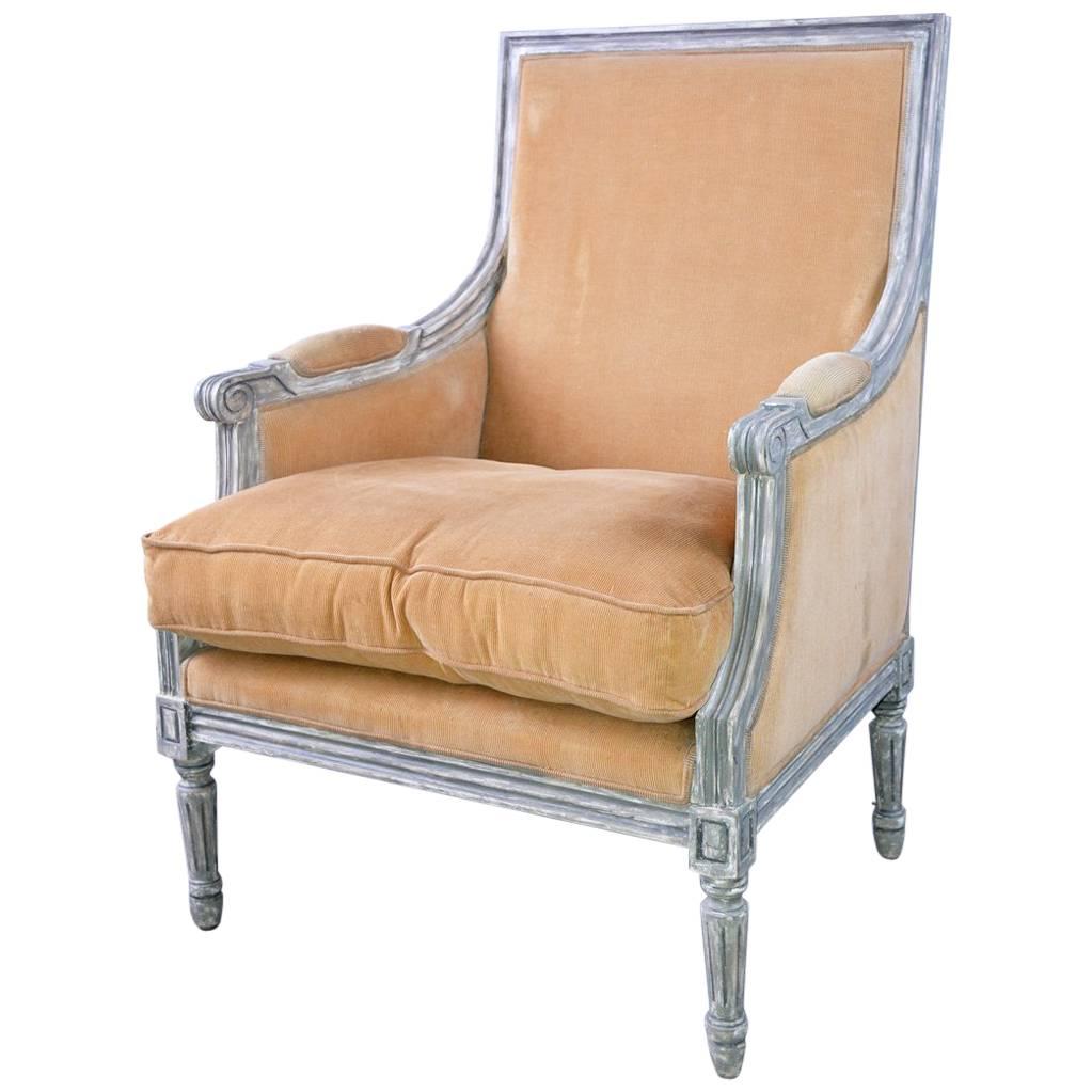 French Louis XVI Style Painted Bergere Armchair