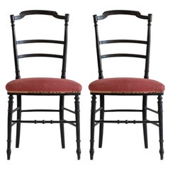 French Chiavari Black Framed Petite Side Chairs