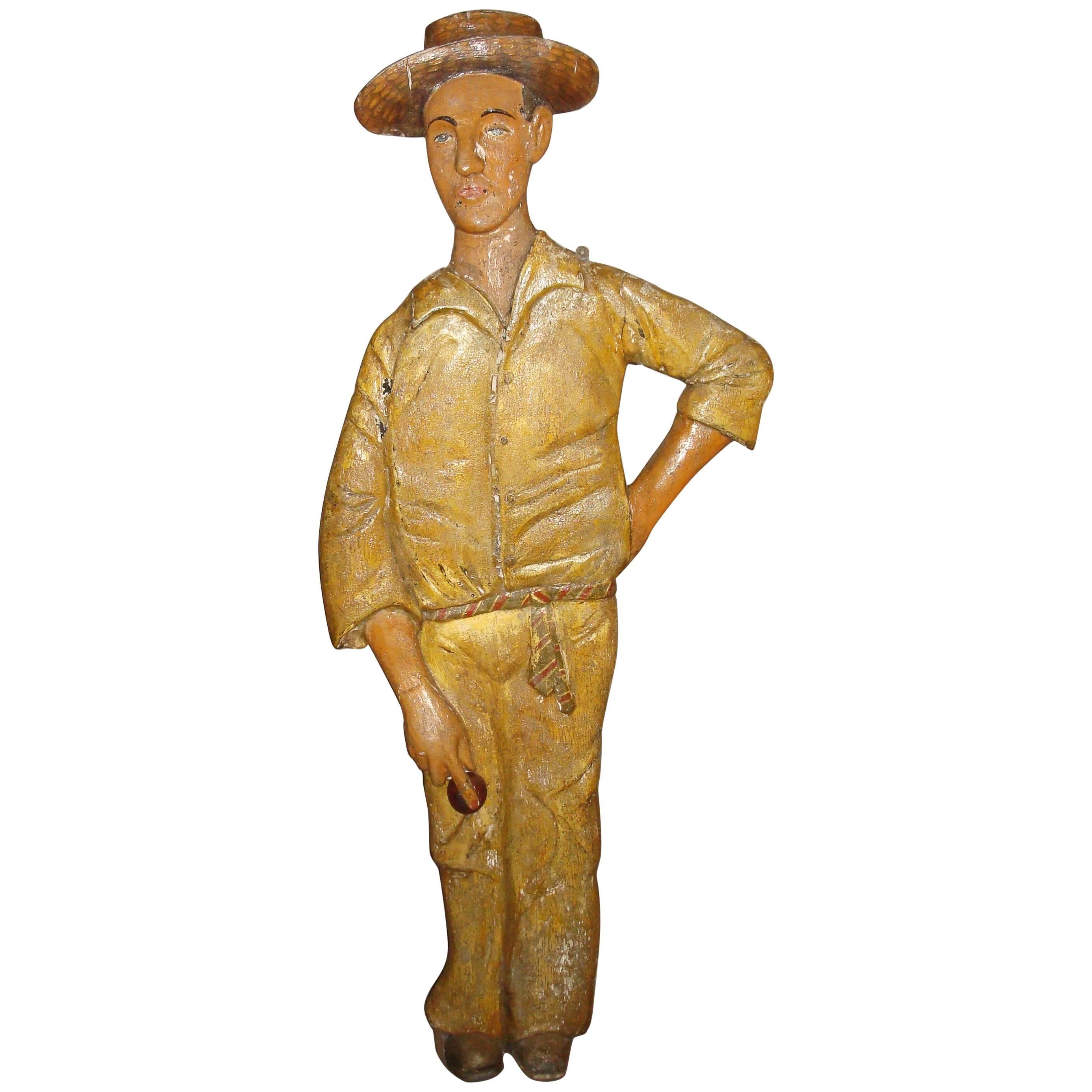 Early 20th Century Lifesize Figure of Cricketer For Sale