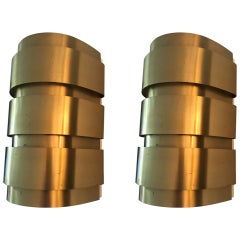 Pair of Swedish Hans-Agne Jakobsson V 155 Brass Wall Sconces Wall Lamps, 1960