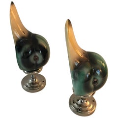 Rare Swedish Pair of Porcelain Duck Wall Lamps Sconces, 1950s