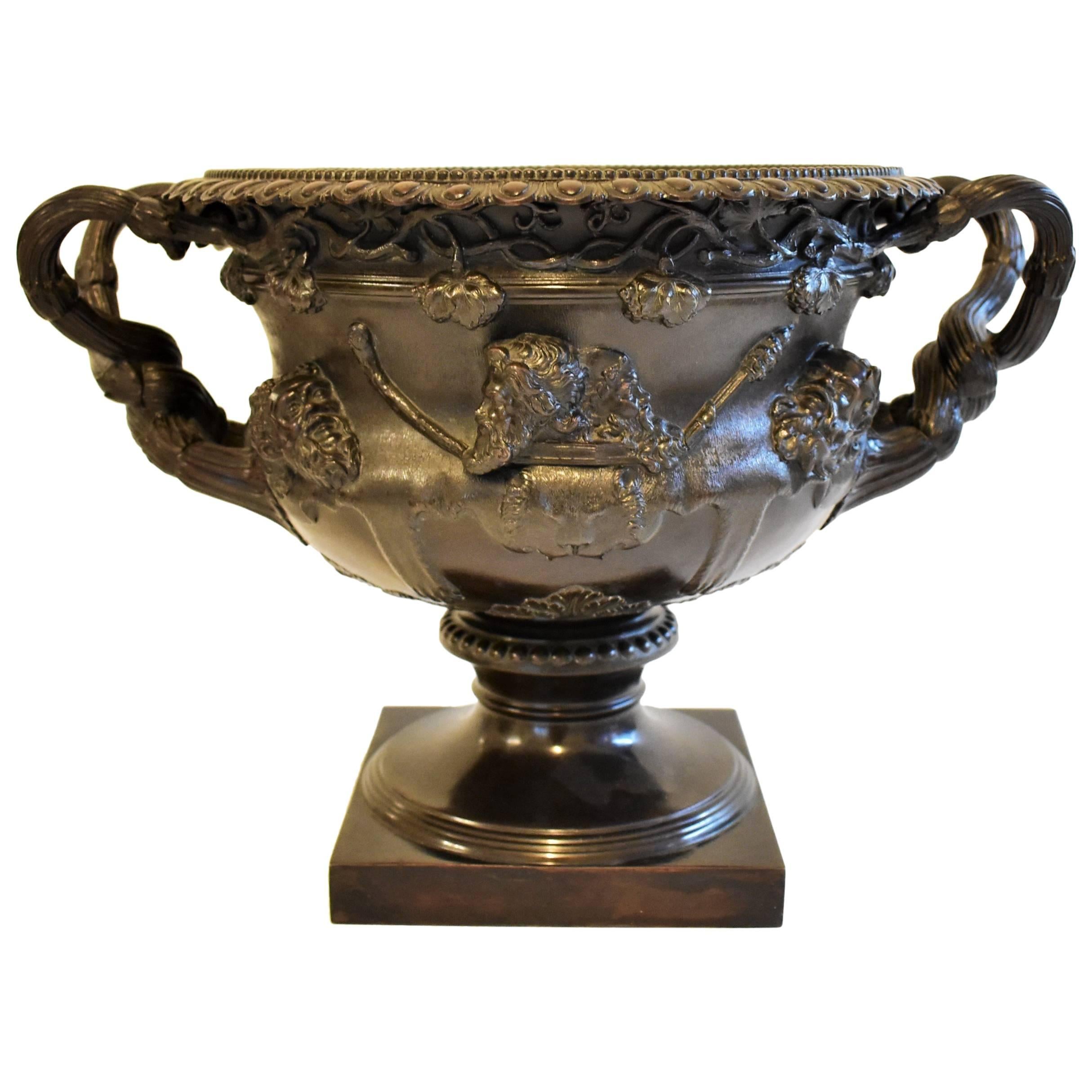 Large Warwick Vase in Bronze, Grand Tour For Sale