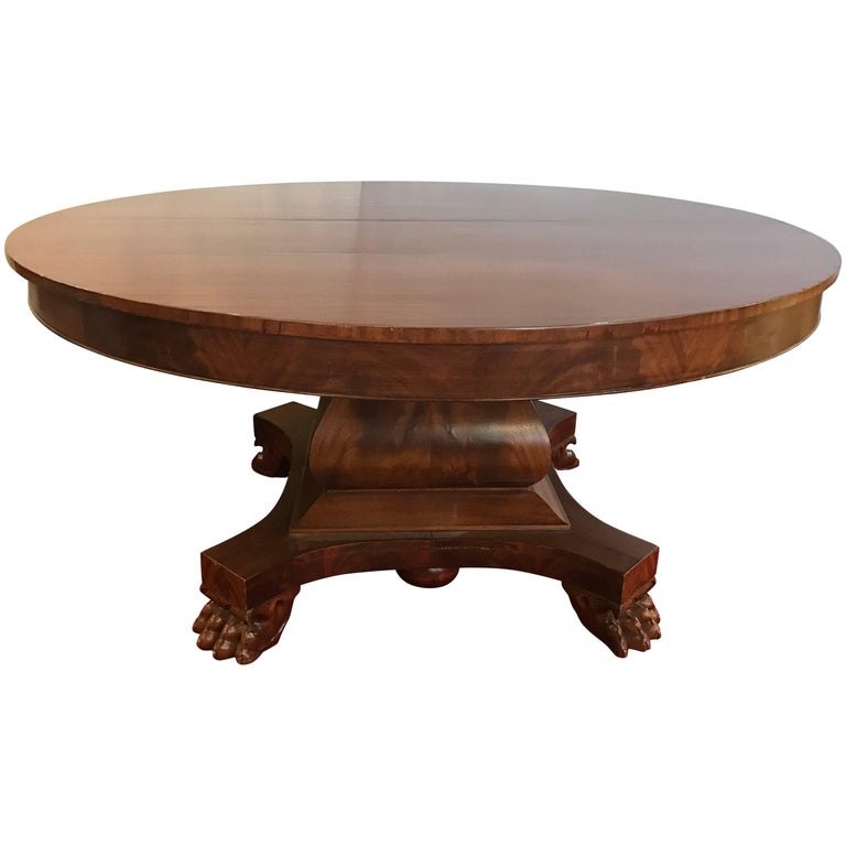 Antique English Regency Mahogany Round Dining Table Antique English Regency Mahogany Round Dining Table