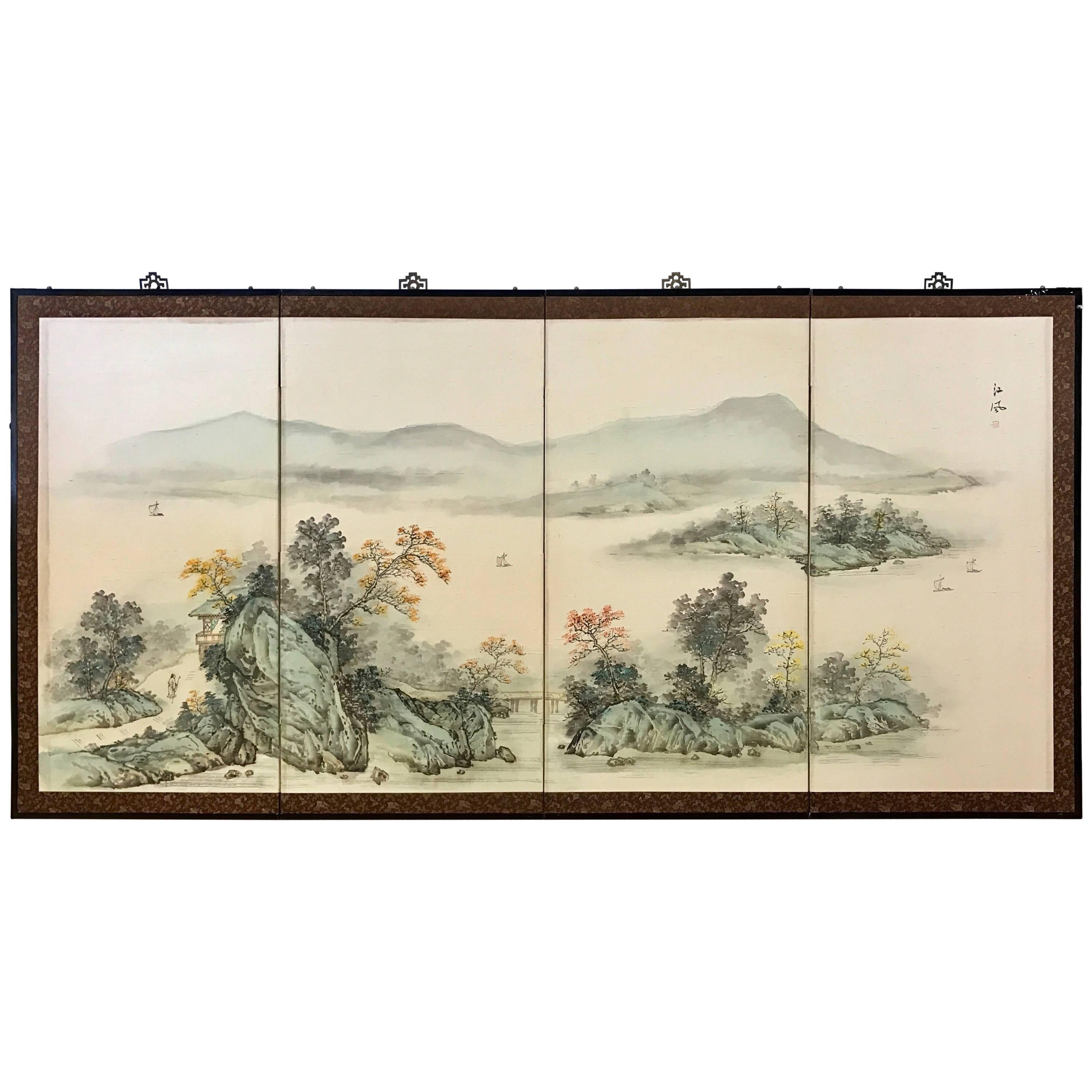Japanese HandPainted Silk Folding Screen at 1stDibs japanese folding