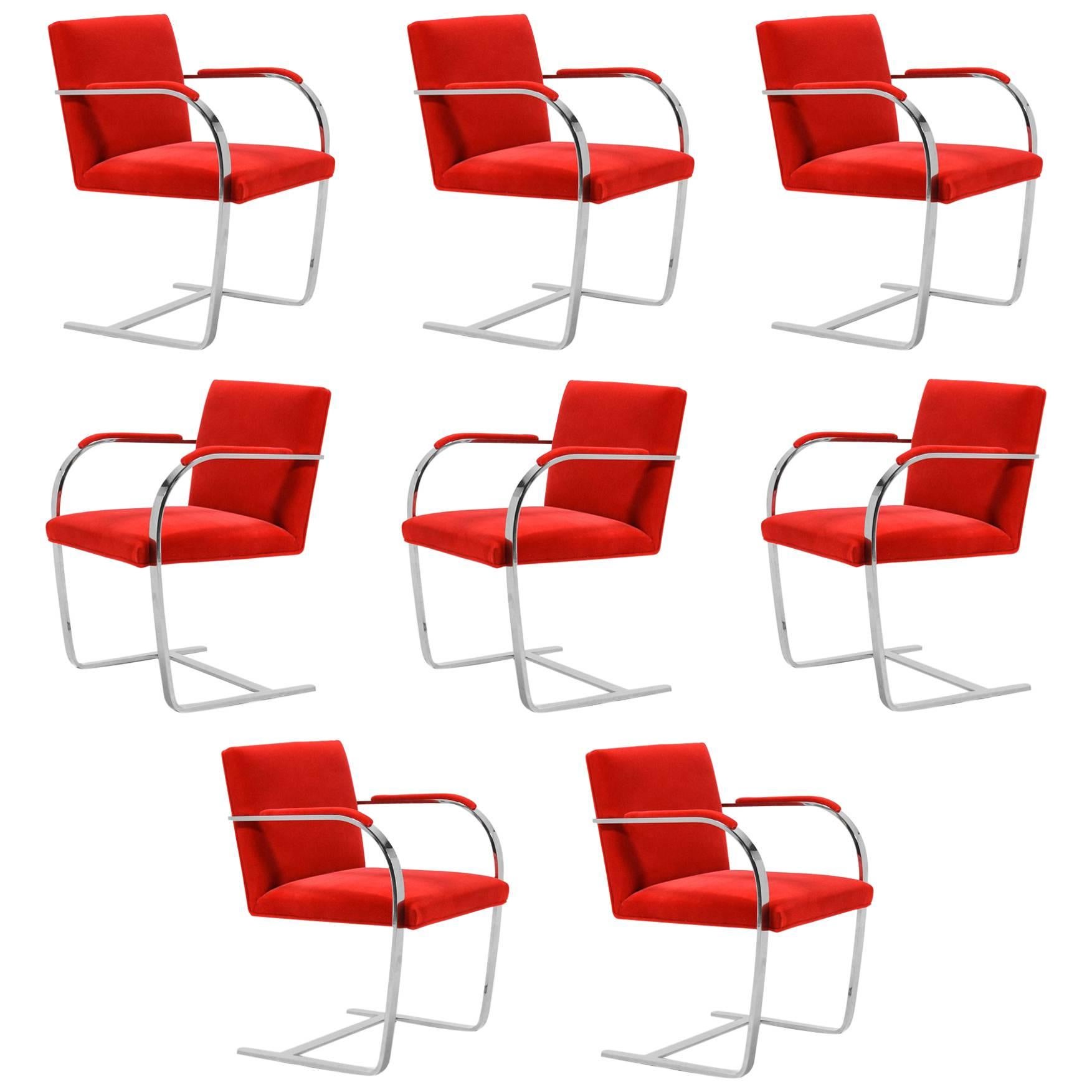 Ludwig Mies van der Rohe Set of Eight Stainless Steel Brno Chairs by Knoll