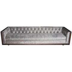 Button Tufted Elegant Long Sofa with Wood Frame