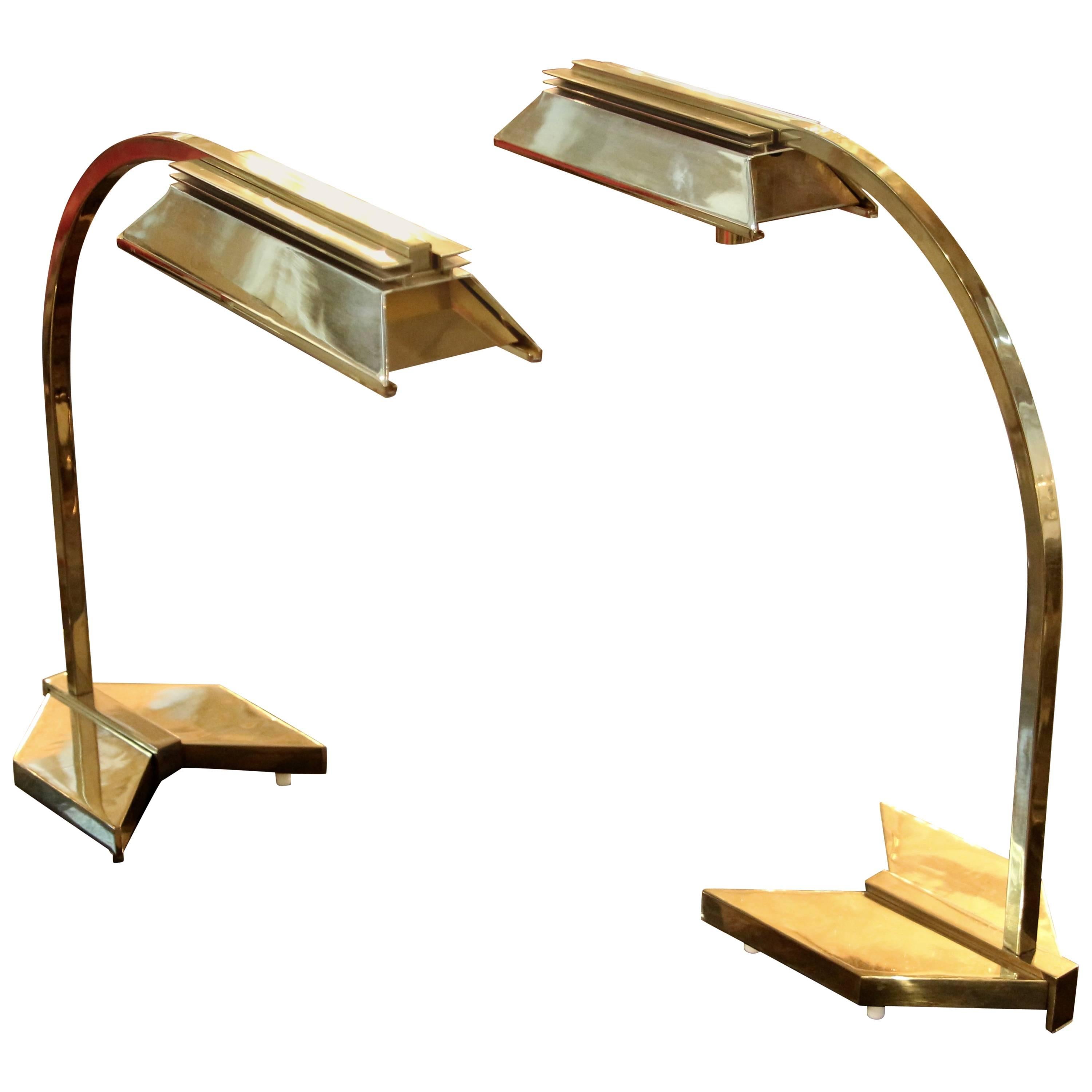 Pair of Solid Brass Casella Table Lamps