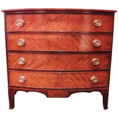 Federal Bow-Front Four-Drawer Tiger Maple and Cherry Chest, circa 1790
