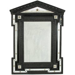 Antique 19th Century Ebonized Flemish and Cut-Glass Mirror