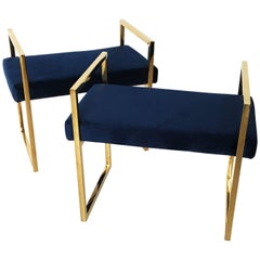 Pair of Polished Brass Benches in the style of Charles Hollis Jones
