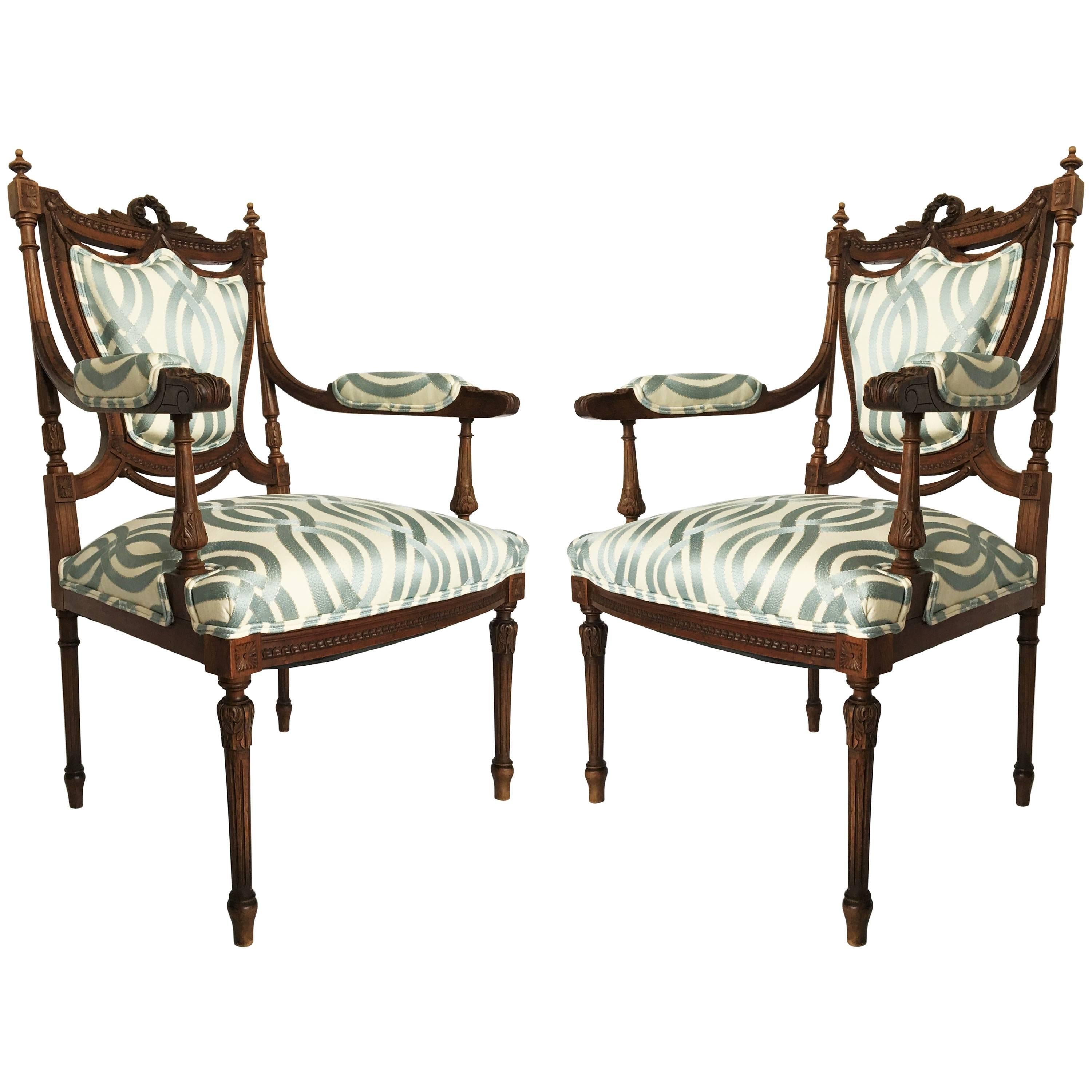 Stunning Pair of Louis XVI Chairs Attributed to Jean-Baptiste Claude Sene For Sale