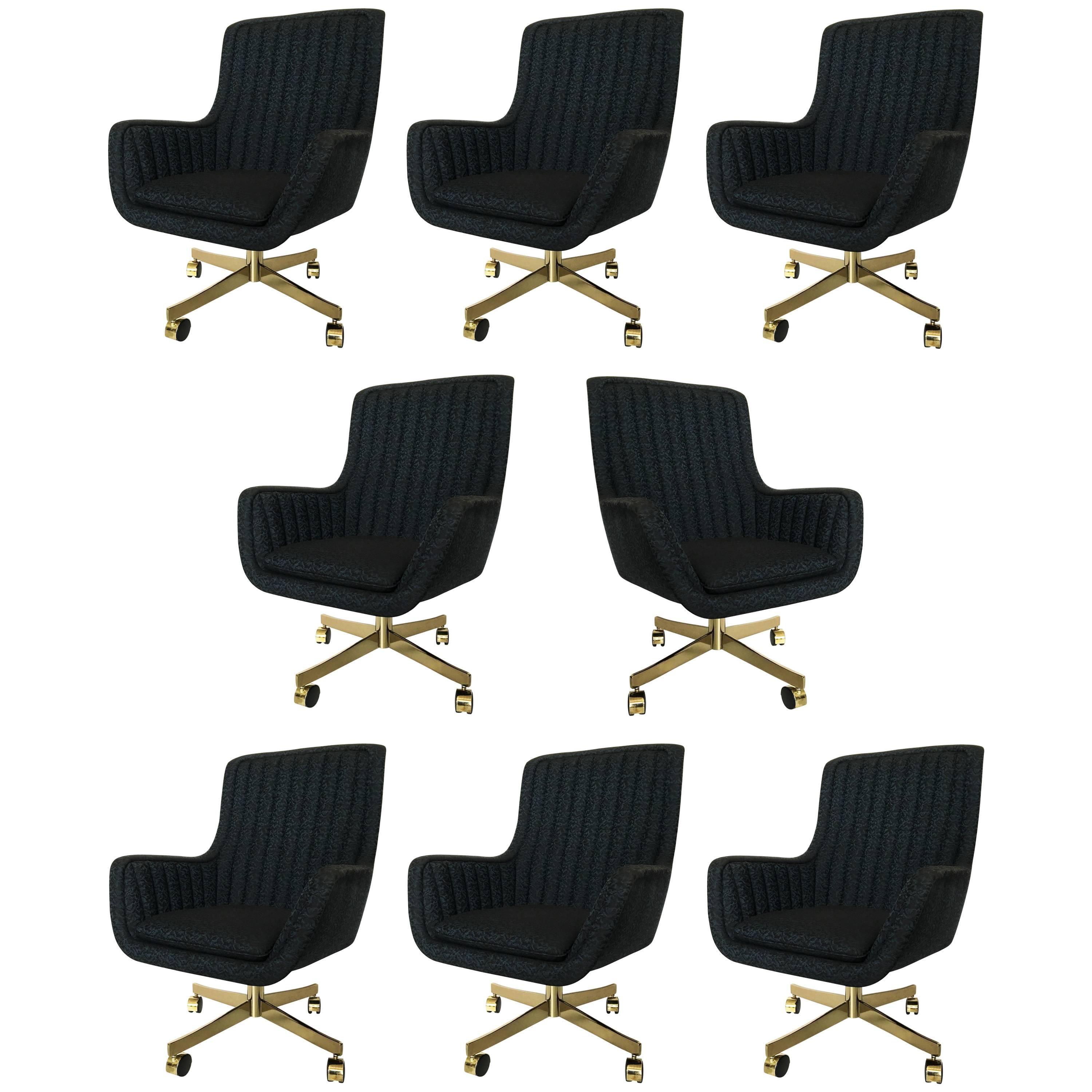 Set of Eight Ward Bennett for Brickel Associates Swivel Chairs For Sale
