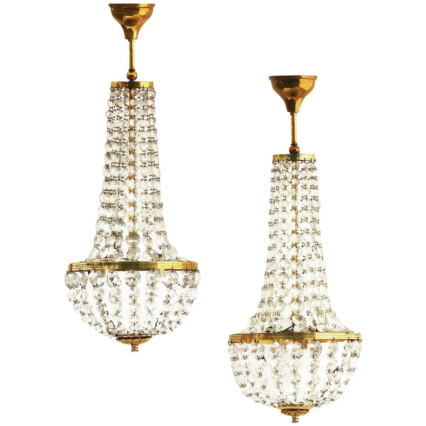 Pair of Belle Epoque Chandeliers French Mongolfiers Balloon Crystal, circa 1900