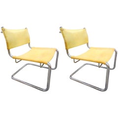 Pair of Leather Tubular Chairs 