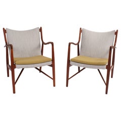 Finn Juhl, Paar NV45 Easy Chairs für Niels Vodder, 1945