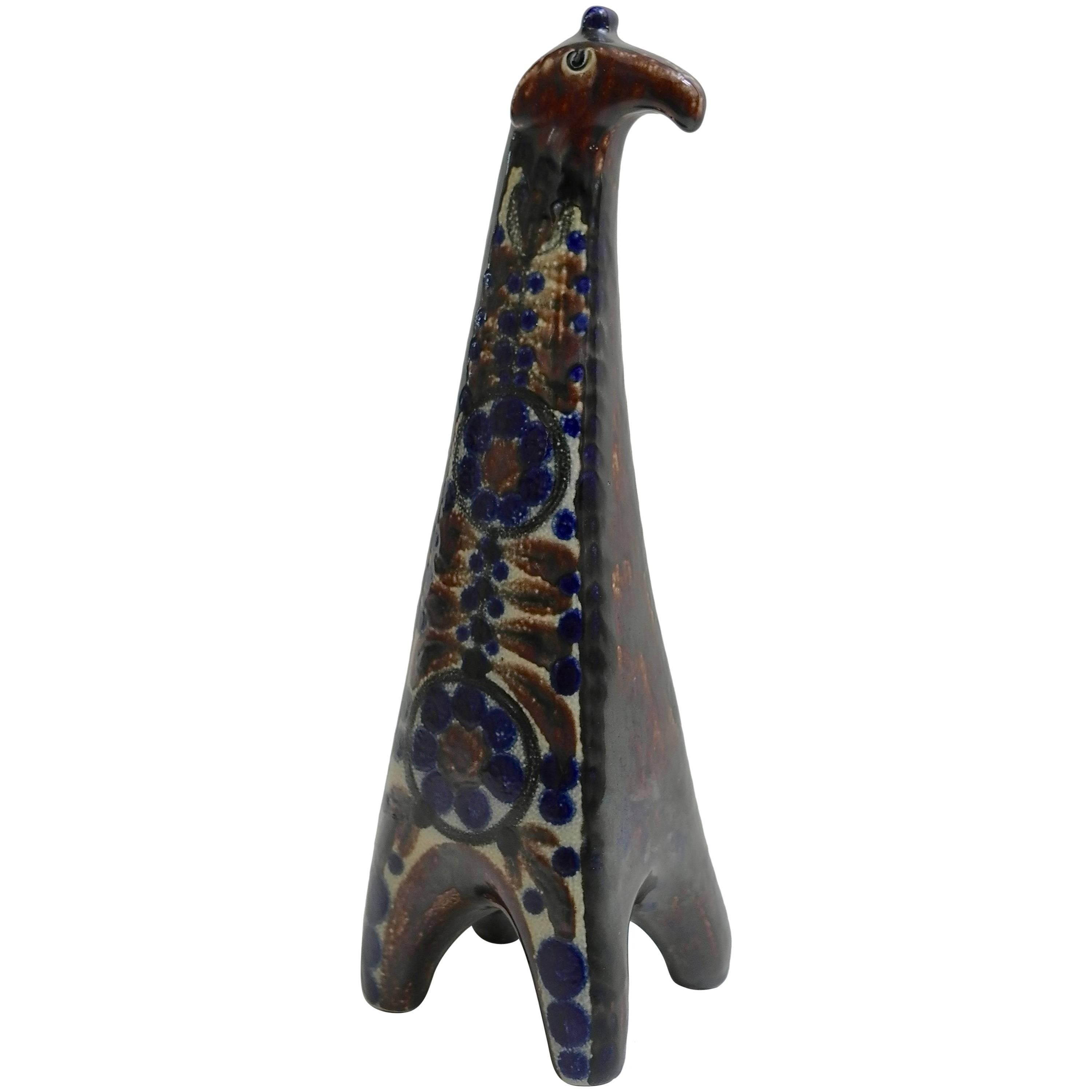 Grand girafe danois en céramique, années 1960