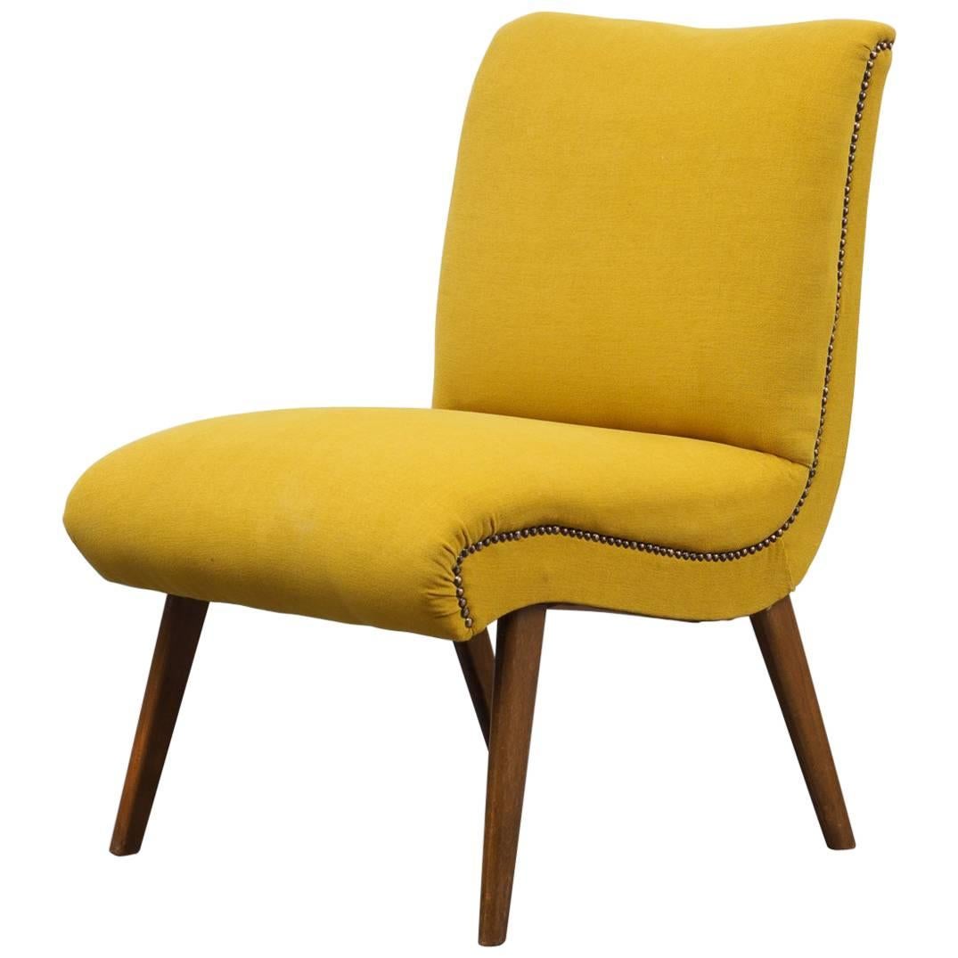 1950s Buttercup Yellow Armchair, Restored For Sale