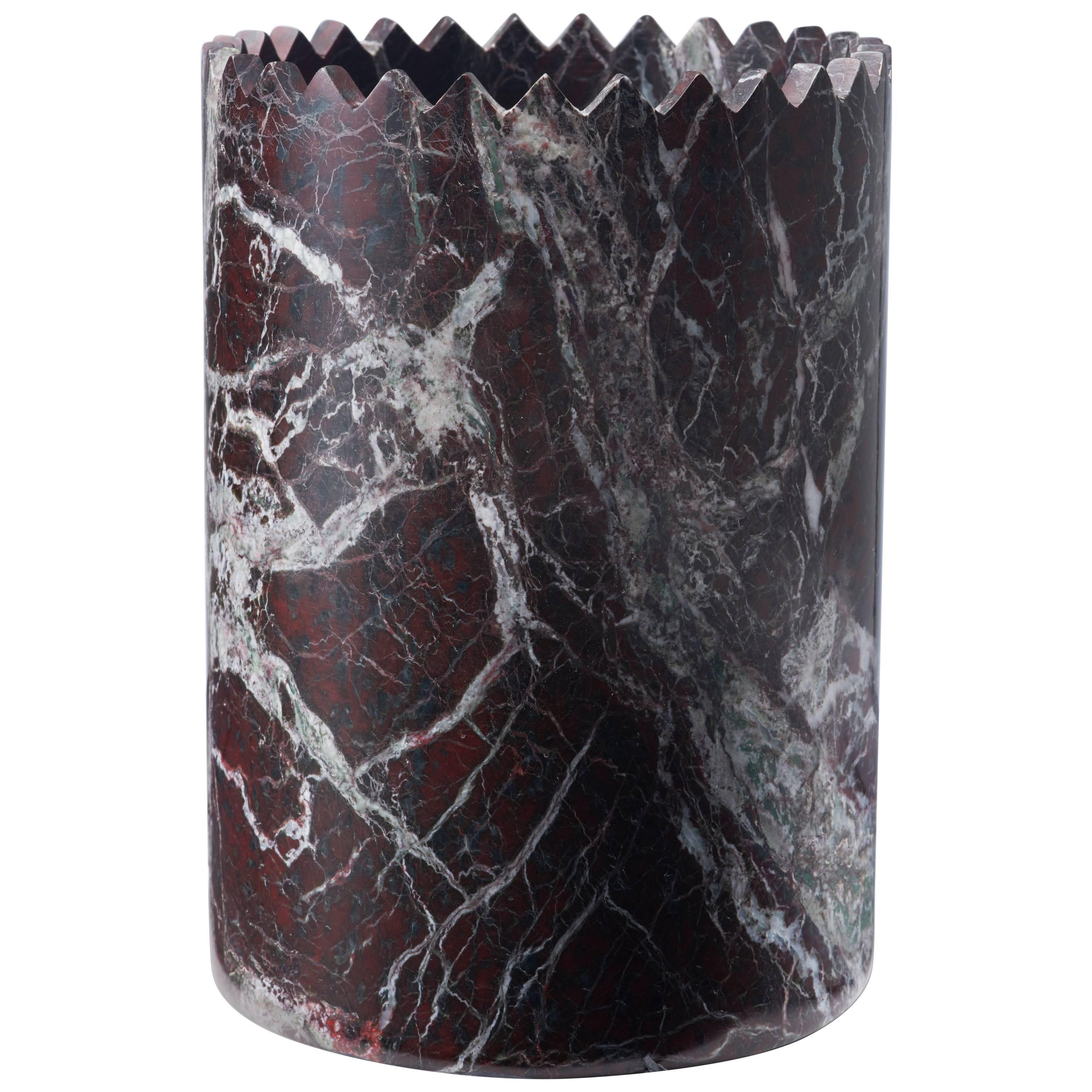Triangoli Red Vase in Levanto Marble, by David/Nicolas for Editions Milano For Sale