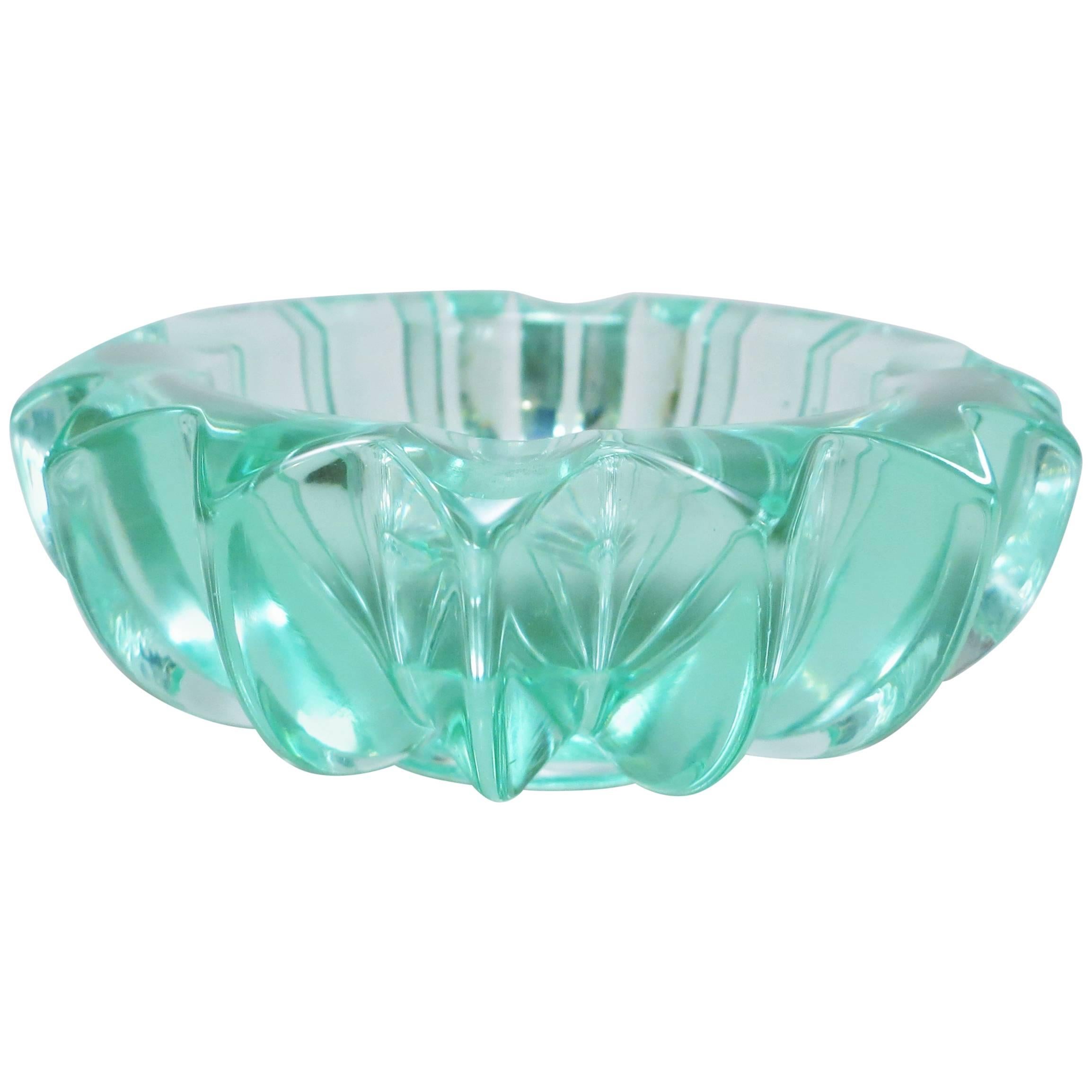 Art Deco Ashtray in Green Glass by Pierre D'Avesn