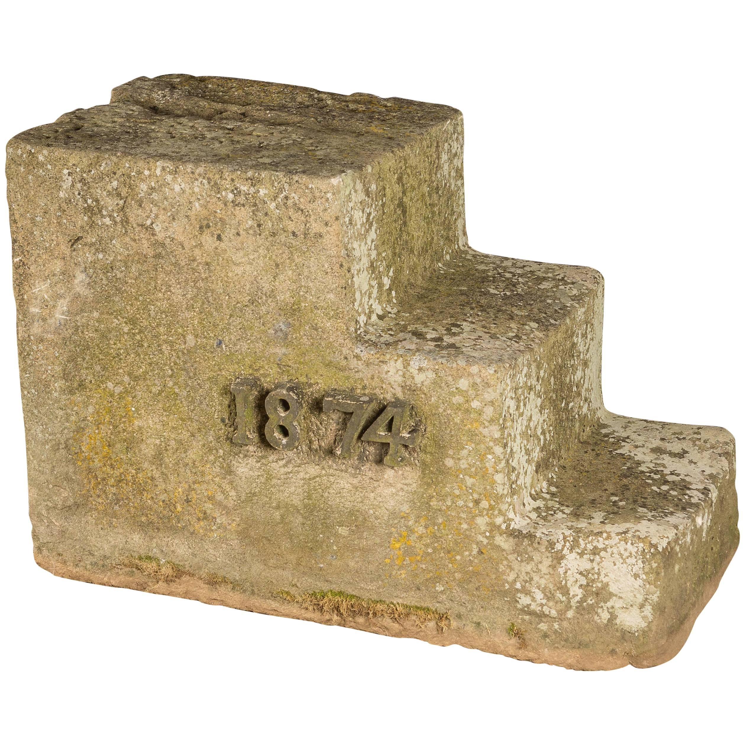 Carved Stone Equestrian Horse Mounting Block Steps For Sale