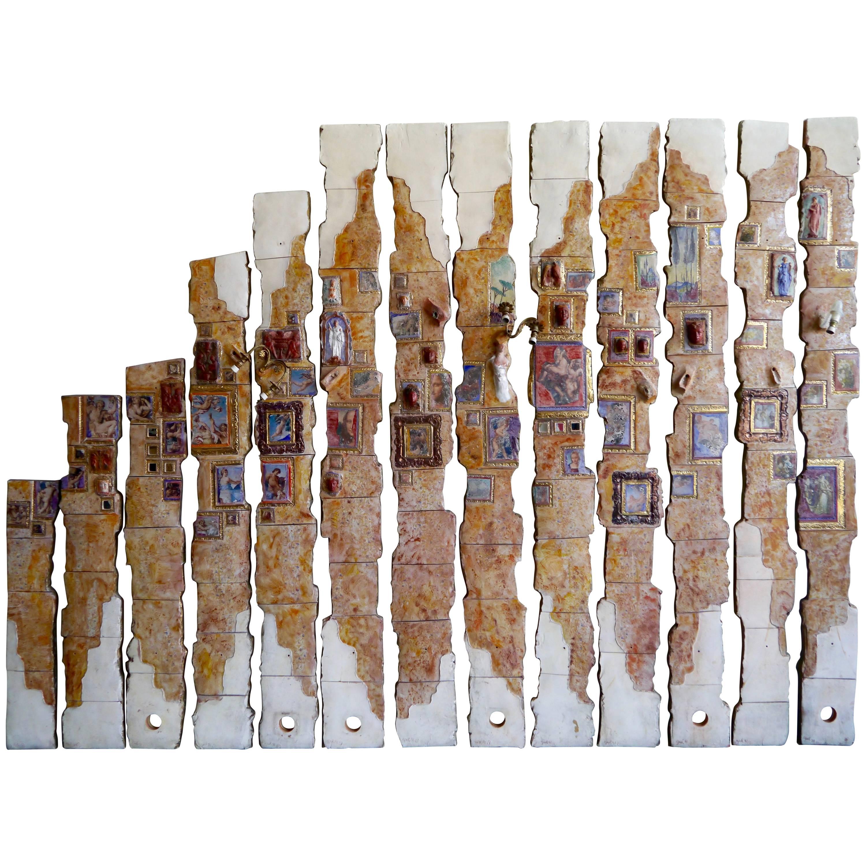 Alain Girel, Unique Set of 14 Ceramic Panels, France, 1998 For Sale