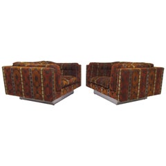 Pair of Large Cube Form Lounge Chairs by Metropolitan Furniture