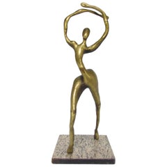 Mid-Century Modernist Bronze Figural Sculpture of a Dancer
