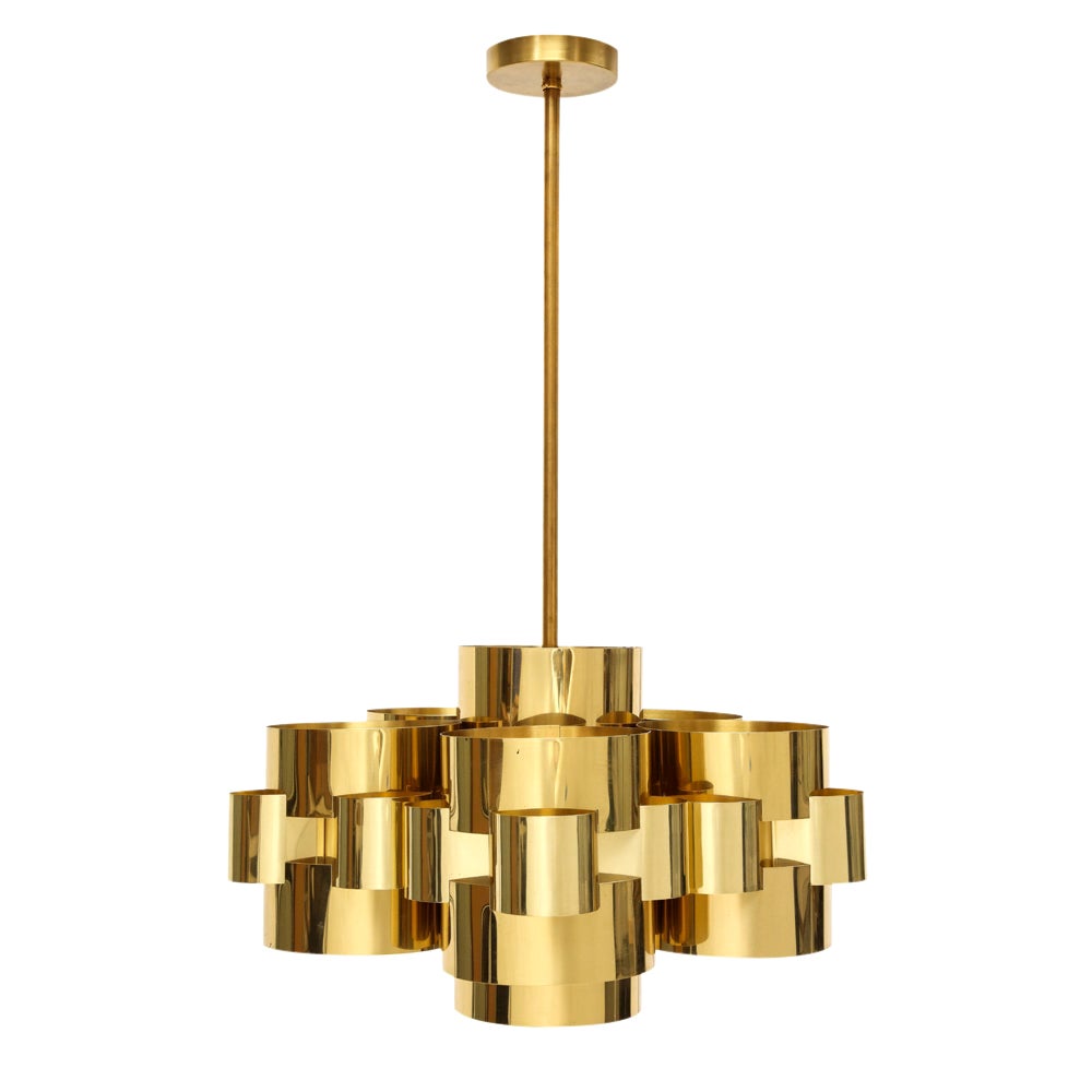 C. Jere brass Cloud chandelier. Medium to large scale five light lacquered brass cloud form chandelier with original patina to the brass. The chandelier uses 5 Regular bulbs @ 60 watts or you can go up to 75 watt LED's but LED's have to be dimmable,