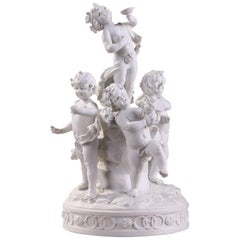 Late 19th Century Bisque Figural Group Putti Dancing