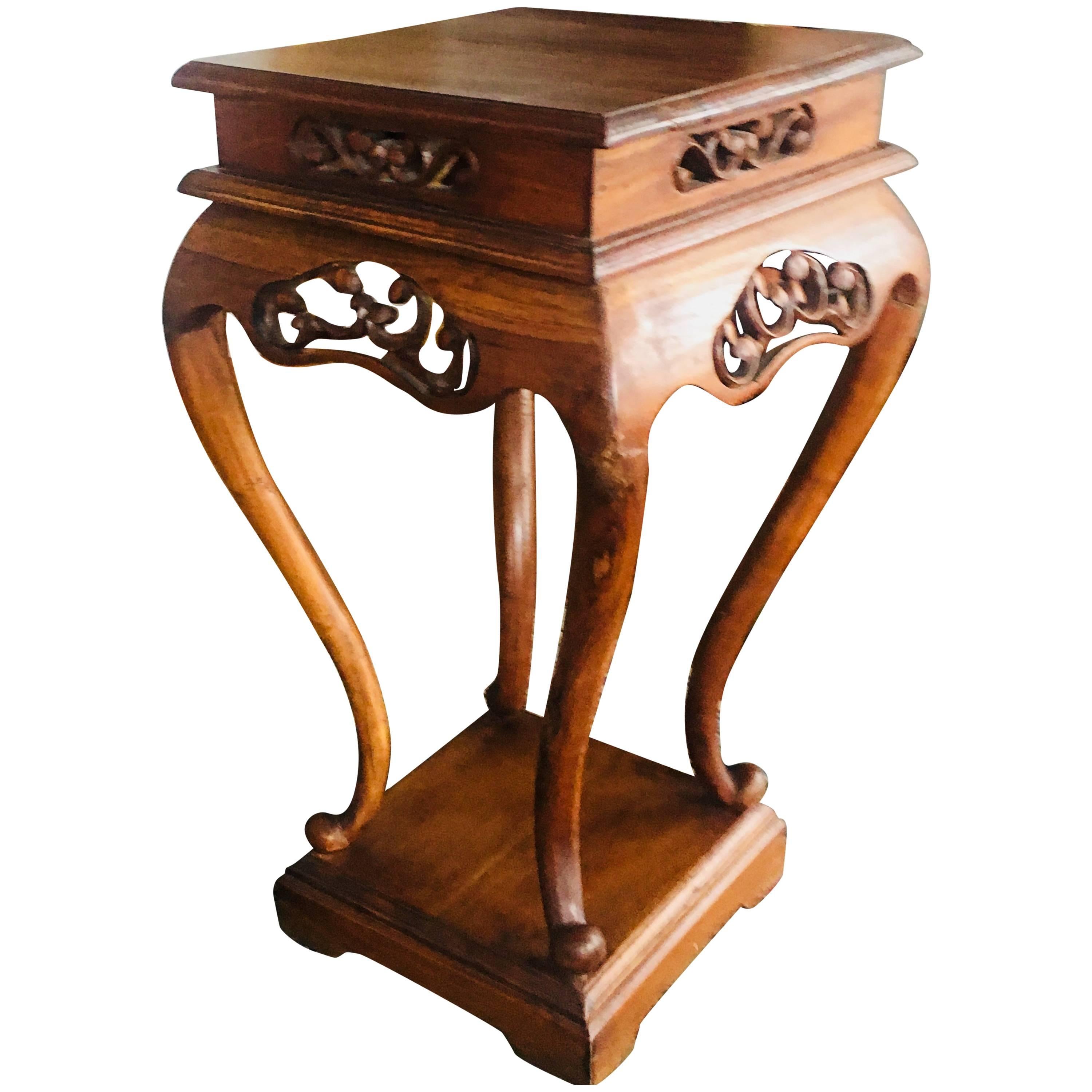 19th Century Mahogany Hand-Carved Side Table 