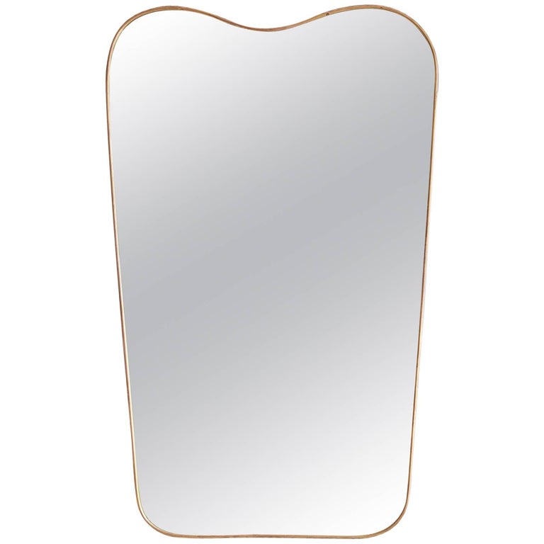 Vintage Italian Brass Wall Mirror For Sale