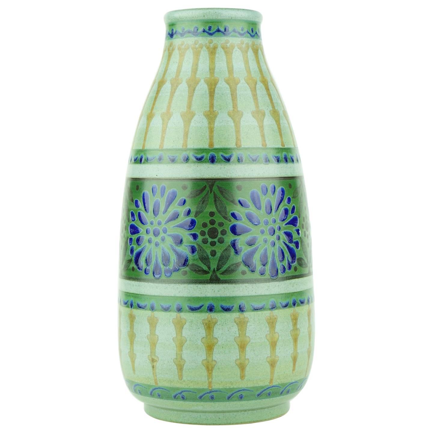 Art Deco Keramis Boch Green Vase For Sale