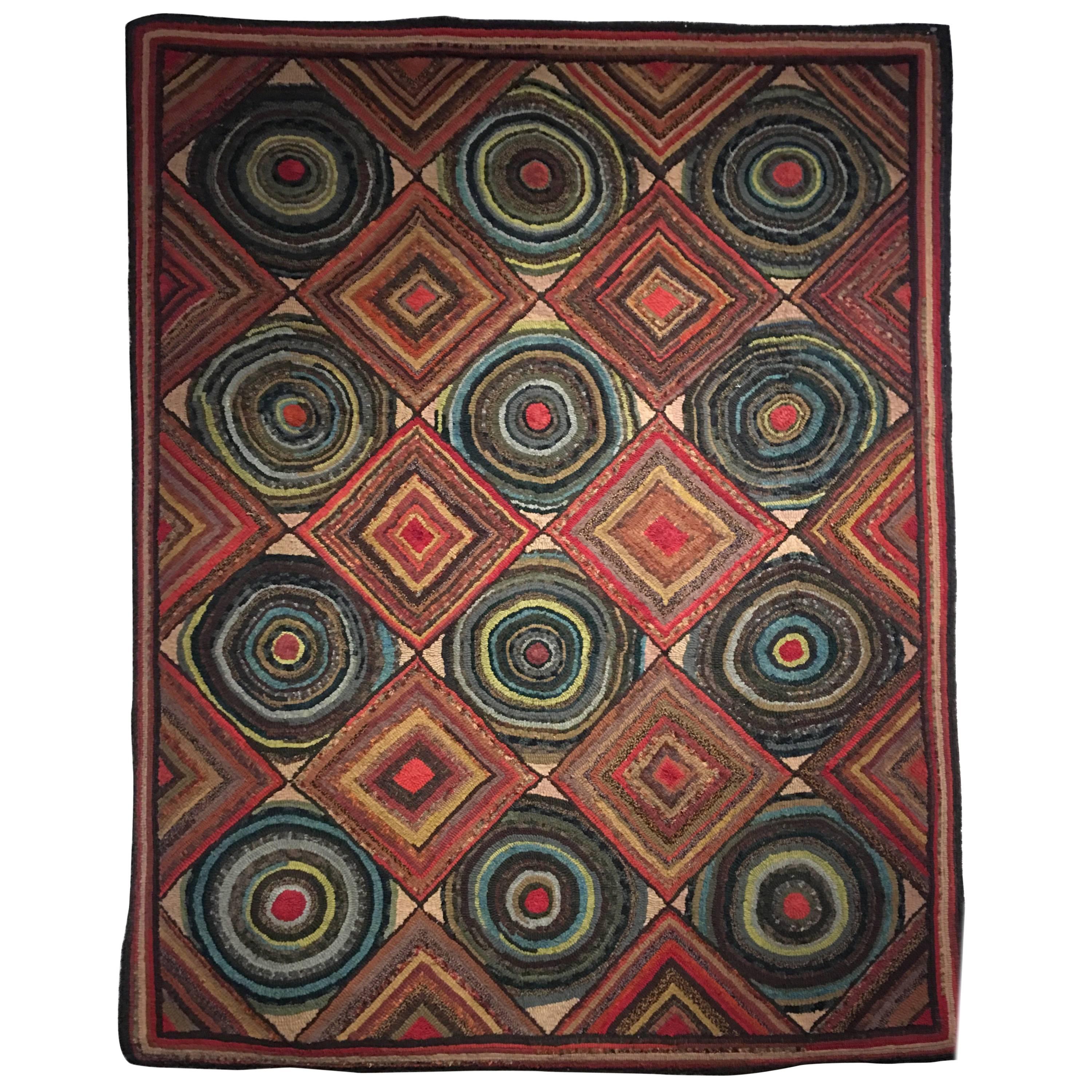 Spectacular Hooked Rug Designed by Stephen T. Anderson For Sale