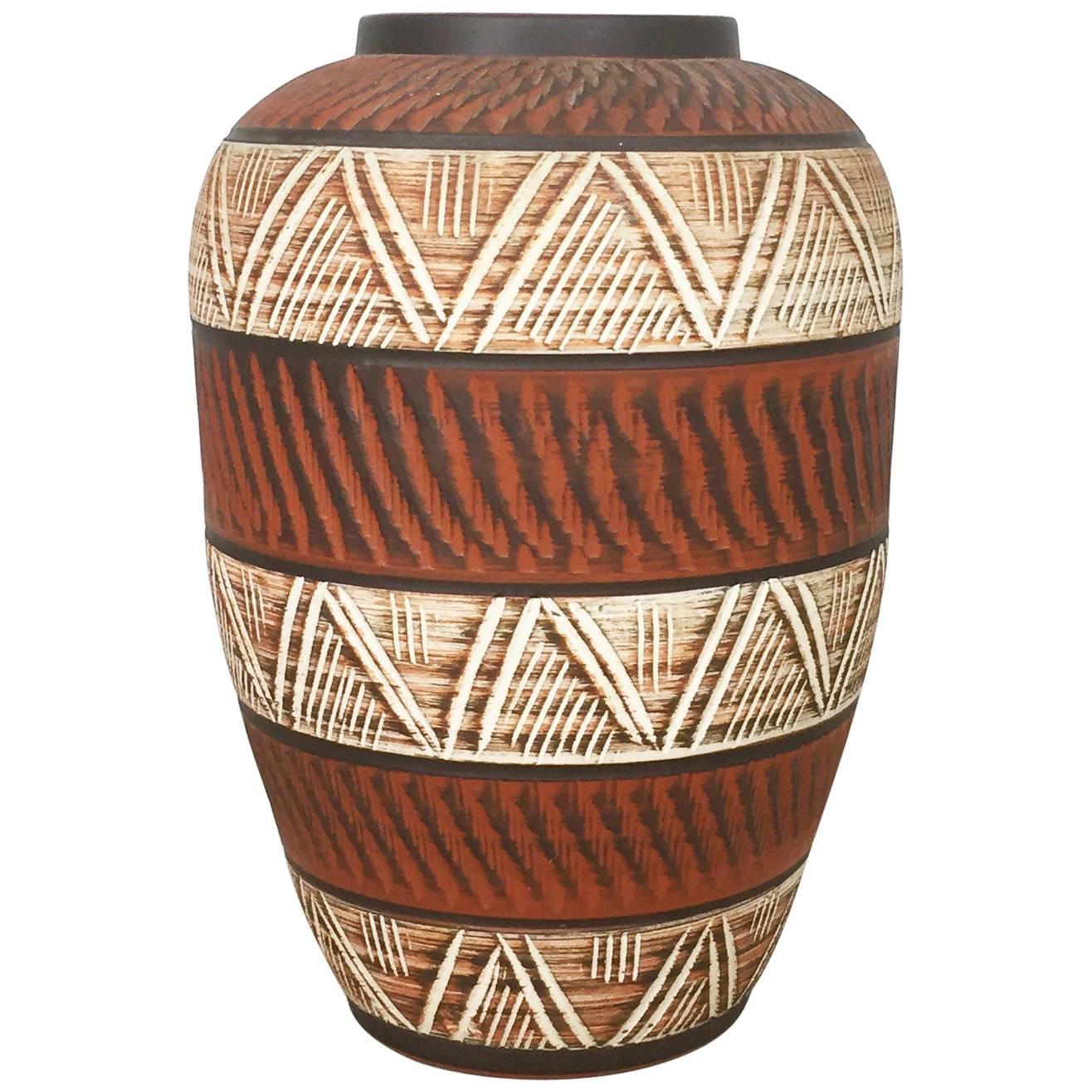 xxl 40cm Vintage 1960s Ceramic Pottery Floor Vase by AKRU Ceramic Germany, 1960s