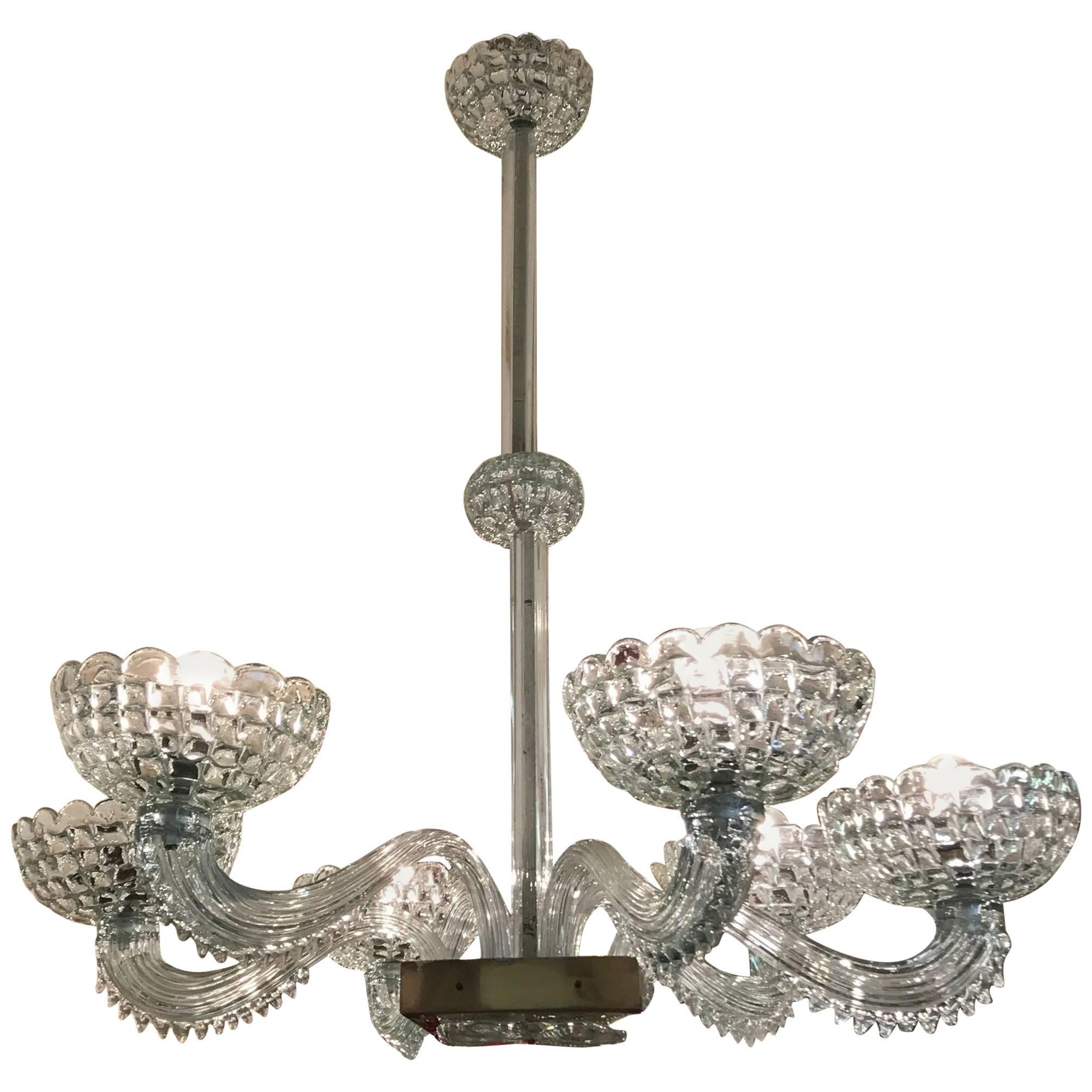 Murano Chandelier by Barovier and Toso, Italy, 1940