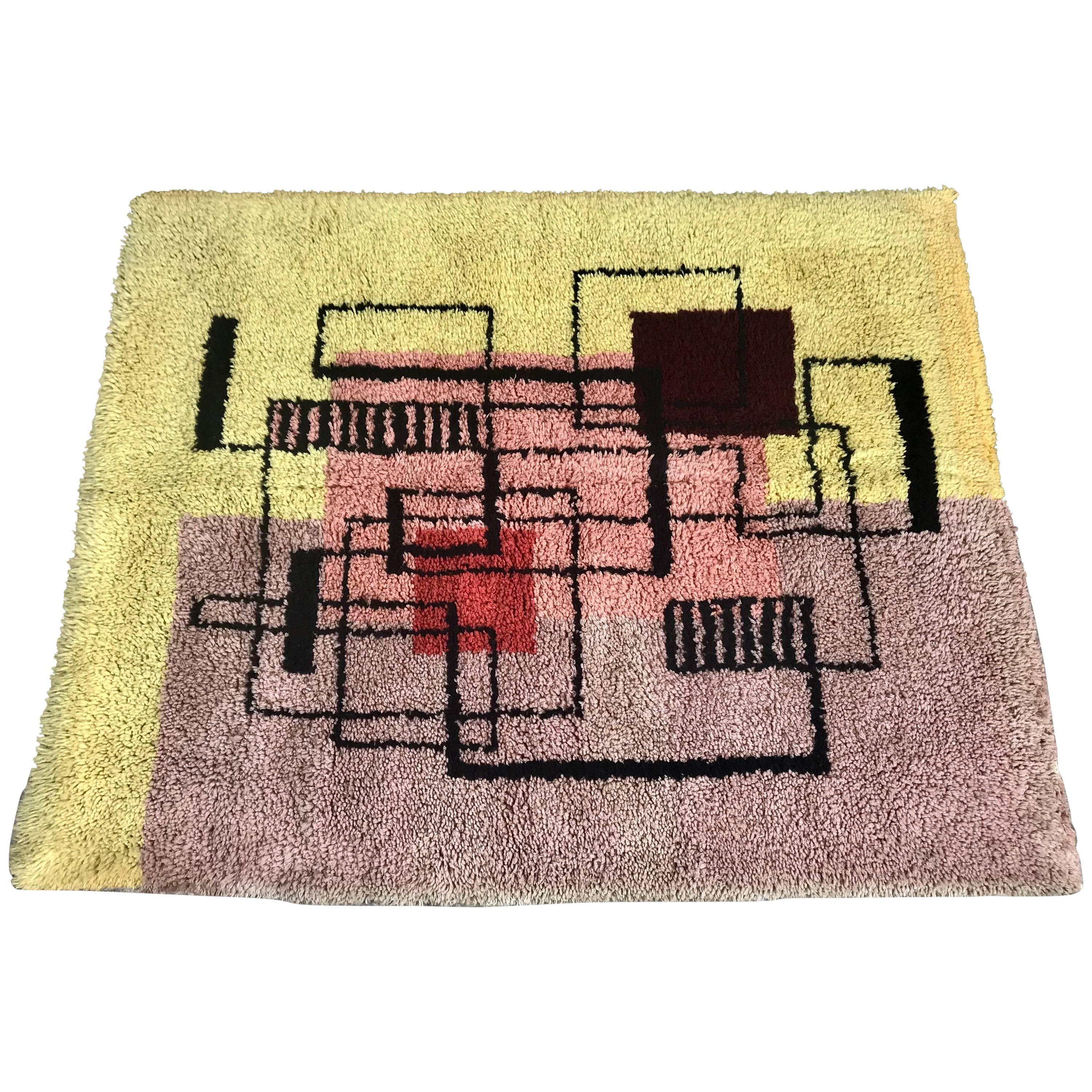 Modernist Abstract Geometric Rya Rug