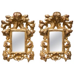 Set of Two Florentine Italian Carved Giltwood Mirrors 