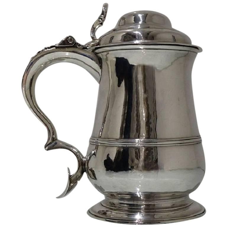  Antique Sterling Silver George III Tankard and Cover William and Robert Peaston For Sale
