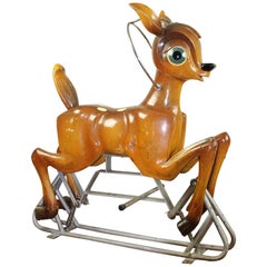 Vintage 1960s Wooden Carousel Bambi Sculpture by Bernard Kindt