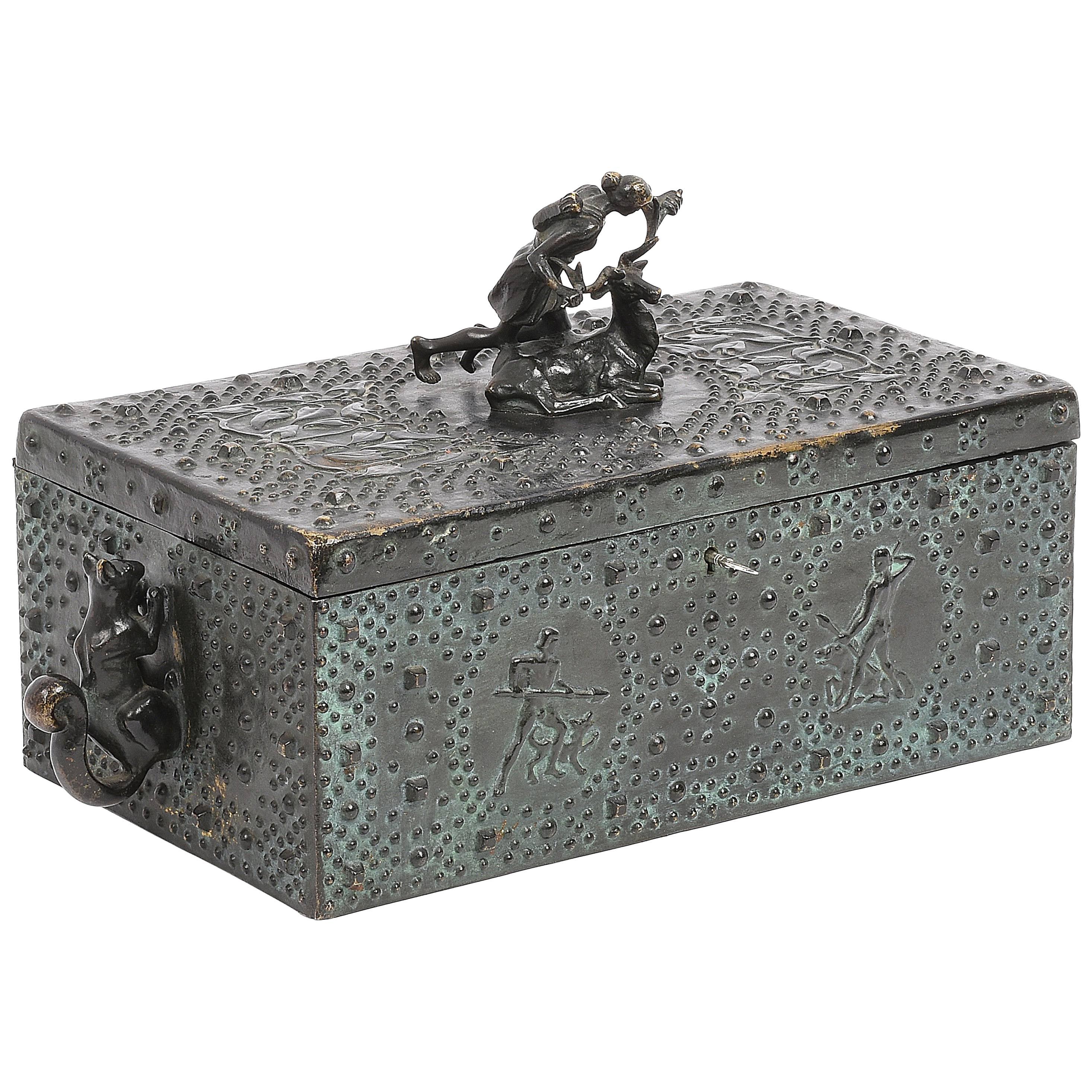 Bronze Chest from the Early 1900, Signed Friedrich Gornik, Austria, 1877-1943