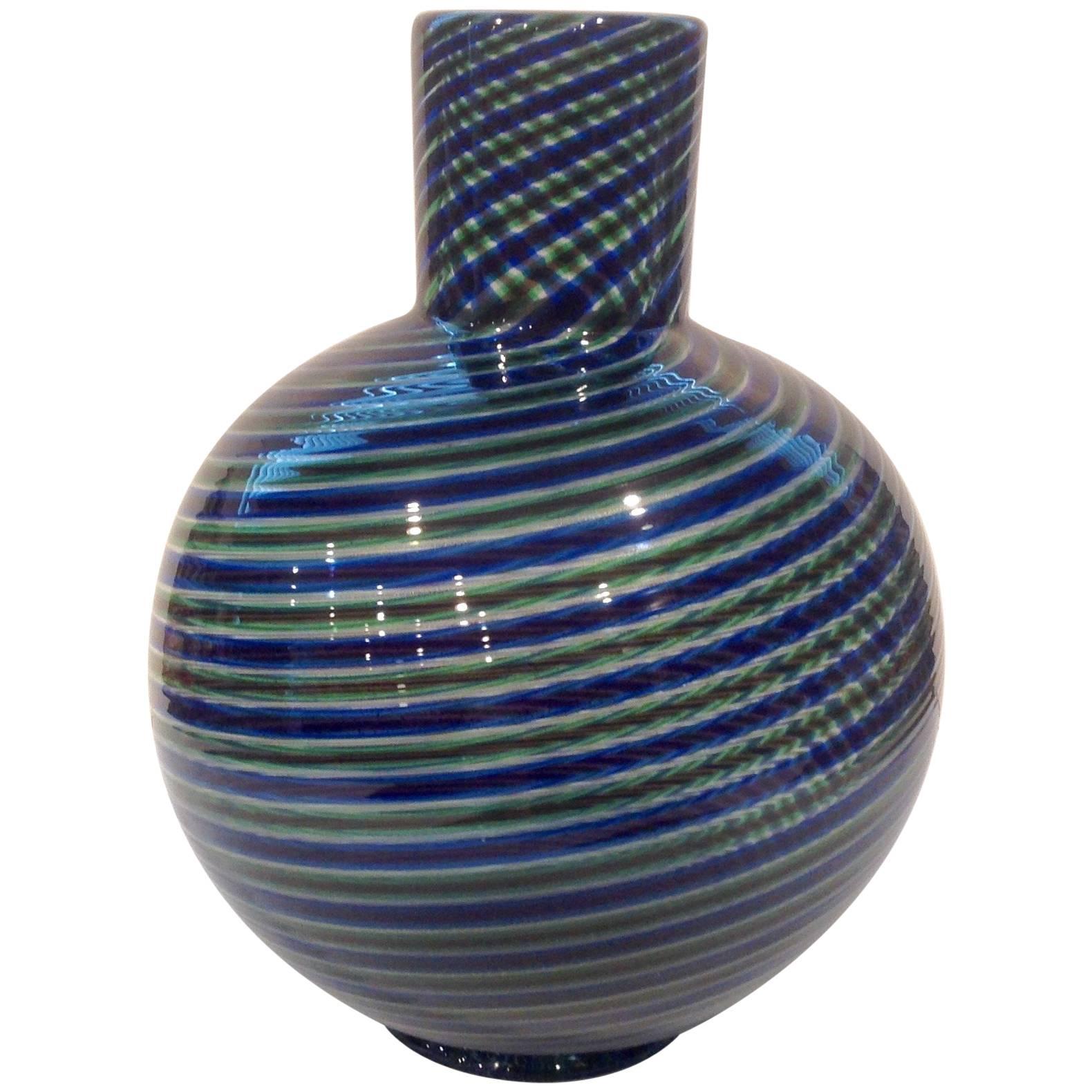 Signed Vibrant Murano Vase by Barovier and Toso