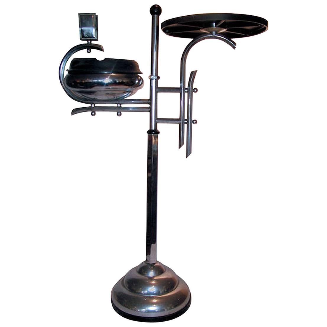 1930s Art Deco Chrome and Bakelite Smokers and Drinks Stand