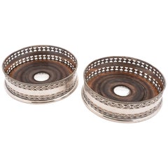 Pair of Edwardian Silver Plated Coasters, circa 1905
