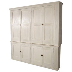19th Century Painted Pine Solicitors Two Part Cupboard with Pigeon Holes