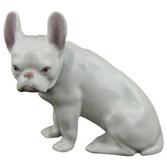 Early 20th Century Porcelain French Bulldog Figurine, Made in Germany