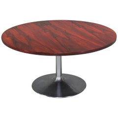 Height-Adjustable Round Rosewood Pedestal Table